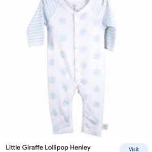 Little Giraffe Blue & White Henley Footie
